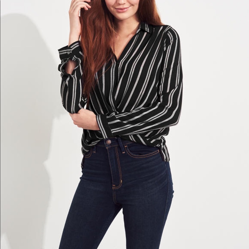 Wrap-Front Plaid Shirt